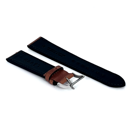 LAVVU Brązowy szyty pasek SLIM z luksusowej skóry Top Grain - 20