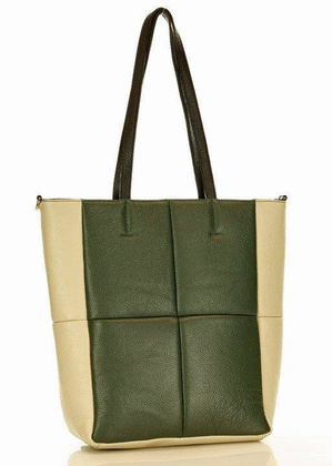 MARCO MAZZINI Oryginalna torba skórzana shopper bag XL slow fashion zielony - min. zamówienie 20 / 50 / 100 szt.