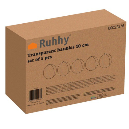 Bombki przezroczyste 10cm- zestaw 5szt Ruhhy 22276