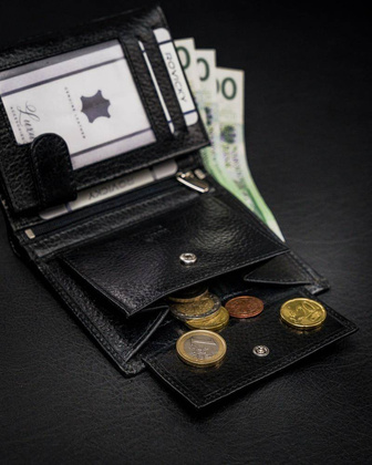 Skórzany portfel męski z RFID Rovicky Czarny