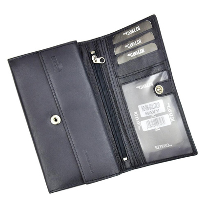 Podłużny portfel damski z bydlęcej skóry naturalnej — Cavaldi