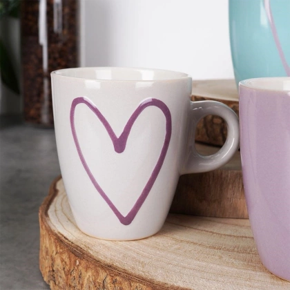 Kubek ceramiczny z uchwytem serca zestaw 4 szt. 230 ml