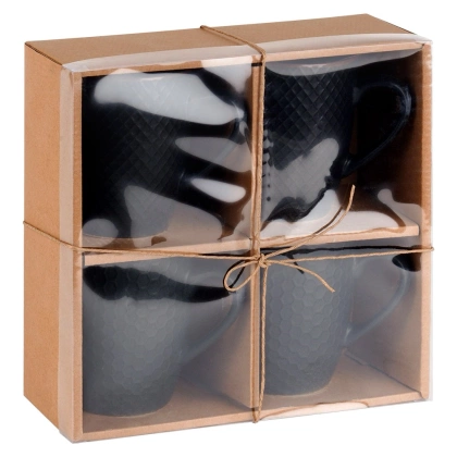 Kubki ceramiczne czarne 400 ml 4 szt.