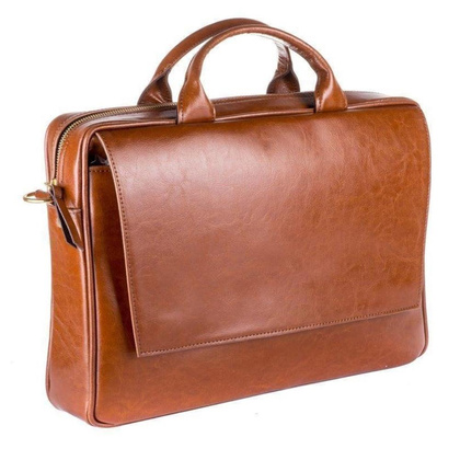 Skórzana torba na laptop 15.4 KEMER SOLIER FL14 Brązowa - min. zamówienie 20 / 50 / 100 szt.