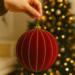 Ozdoba świąteczna bordowa bombka welurowa XXL 2szt WOZ57