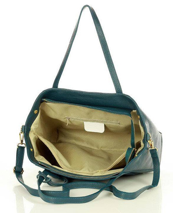 Shopper bag skórzana torebka na ramię trapez - MARCO MAZZINI szmaragdowa zieleń - min. zamówienie 20 / 50 / 100 szt.