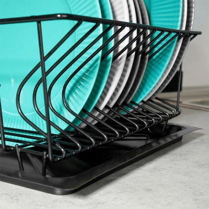 Suszarka na naczynia talerze kubki czarna komorowa ociekacz do naczyń 35x29x13,5 cm