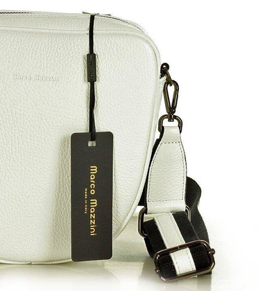 Torba skórzana na dwa zamki crossbody camera bag - MARCO MAZZINI biały - min. zamówienie 20 / 50 / 100 szt.