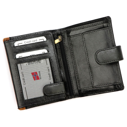 Skórzany składany pojemny męski portfel od Nordee REIN N4L czarny