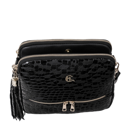 Torebka listonoszka Canaletto ze skóry naturalnej o unikalnym wzorze kropli TD840s258srebrne