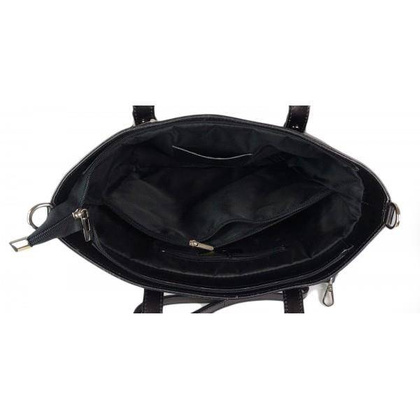 Klasyczna Włoska torebka skórzana na ramię mieści A4 ,Vera Pelle , Czarna MVN14N