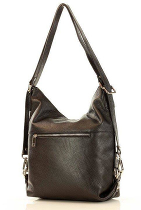 MARCO MAZZINI Niezawodna torebka plecak z naturalnej skóry czarny - min. zamówienie 20 / 50 / 100 szt.