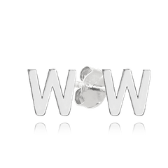 MINET Srebrne kolczyki litera "W"
