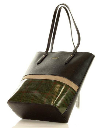 MONNARI Torebka miejski shopper bag czarny z zielonym - min. zamówienie 20 / 50 / 100 szt.
