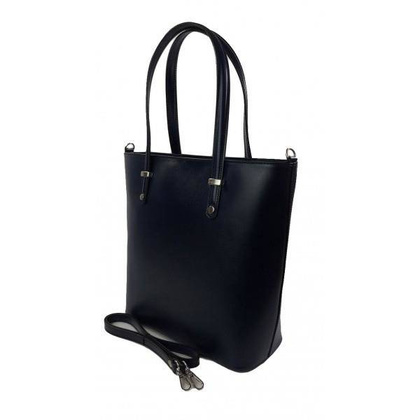 Włoska skórzana klasyczna torebka na ramię Vera Pelle ,format A4, Granatowa VBZ66BS