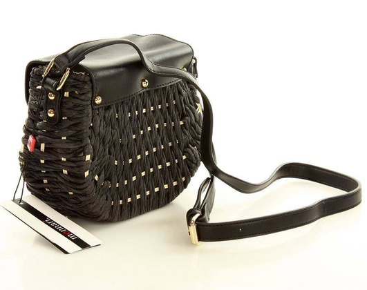 MONNARI Koszyk torebka pleciona czarny - min. zamówienie 20 / 50 / 100 szt.