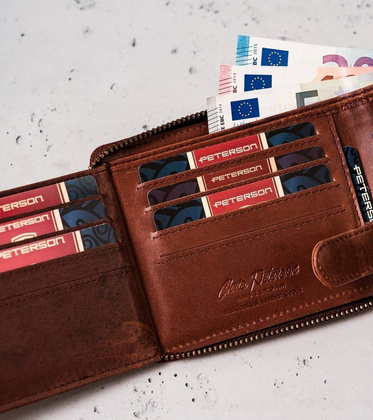 Duży, skórzany portfel męski z łańcuchem