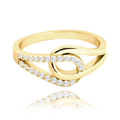 MINET Pozłacany spleciony pierścień srebrny z cyrkoniami wielkość 27