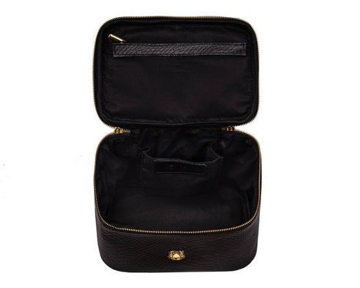 Skórzana kosmetyczka damska FK01 Solier czarny wąż - min. zamówienie 20 / 50 / 100 szt.