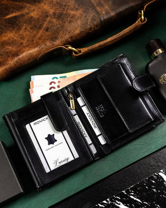 Duzy skorzany portfel meski z systemem RFID