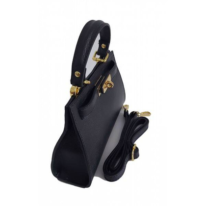 Włoska torebka listonoszka , kuferek Vera Pelle złote okucia skóra BERK221N