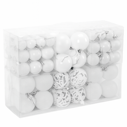 Komplet bombek bożonarodzeniowych 100szt. w opakowaniu białe BSN40