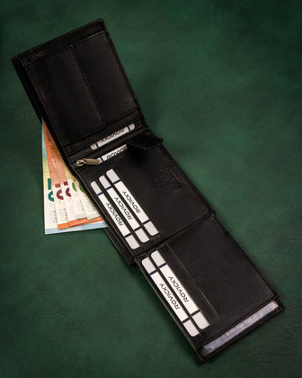 Duzy skorzany portfel meski z systemem RFID Protect