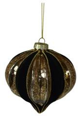 Bombka szklana welurowa czarno-złota