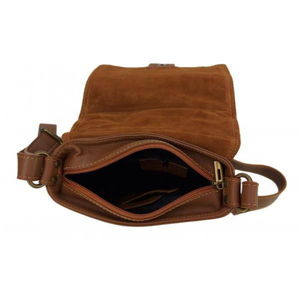 Włoska skórzana listonoszka, raportówka A5 Camel LP361C