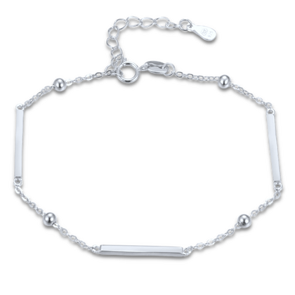 MINET Elegancka srebrna bransoletka z prętami, kulkami