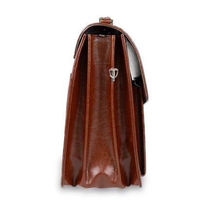 Skórzana teczka męska na ramię aktówka brązowa - Pavone Nero Savio 2287 BR