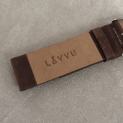 LAVVU Ciemnobrązowy gładki pasek PLAIN z luksusowej skóry Top Grain - 22