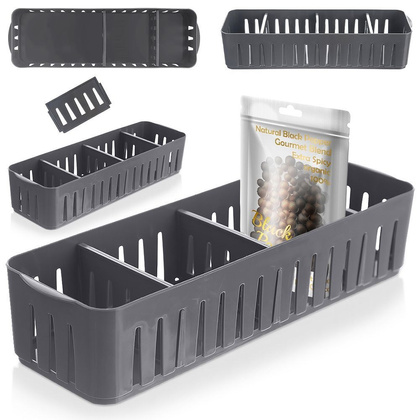 Organizer pojemnik kuchenny na przyprawy w torebkach zioła dzielony szary