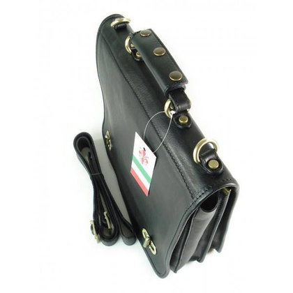 Teczka , męska aktówka ,skóra naturalna dwie przegrody  Czarna TM76N