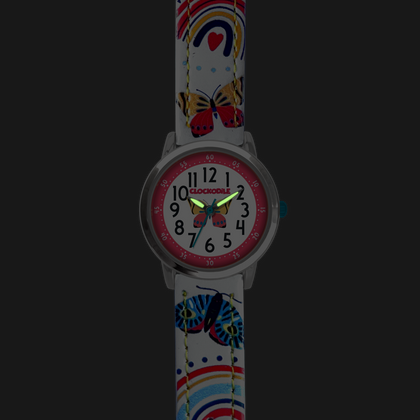 CLOCKODILE Biały zegarek dla dziewczynek MOTYL