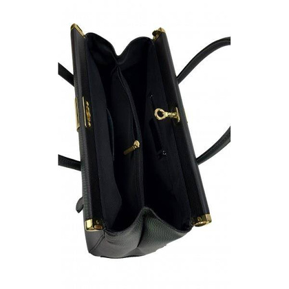 Duży kufer- torba kłódka A4 Włoska Vera Pelle , Czarna AL35N