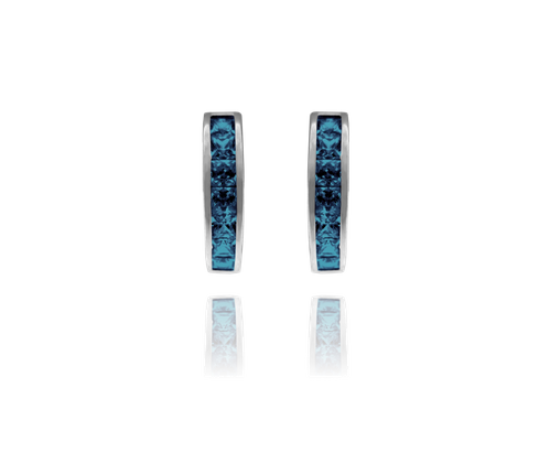 MINET Błyszczące kolczyki srebrne z granatowymi cyrkoniami