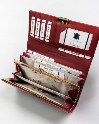 Lakierowany, duży portfel damski ze skóry naturalnej