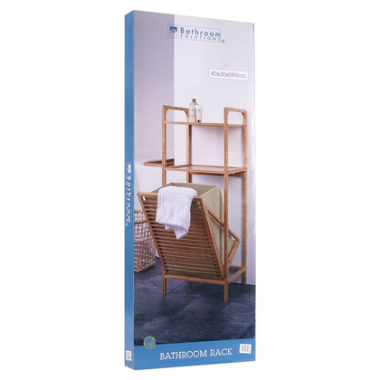Regał łazienkowy z koszem na pranie bambusowy