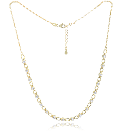 MINET Elegancki pozłacany srebrny naszyjnik z białymi cyrkoniami