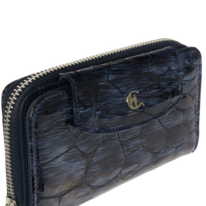 Damski portfel skórzany Canaletto – granatowy lakierowany z RFID | Elegancja i bezpieczeństwo PD1445s287 RFID