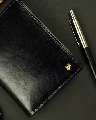 Skórzany, cienki portfel męski Rovicky Czarny