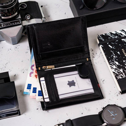 Pionowy portfel męski ze skóry naturalnej