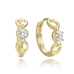 MINET Eleganckie pozłacane kolczyki srebrne z białą cyrkonią