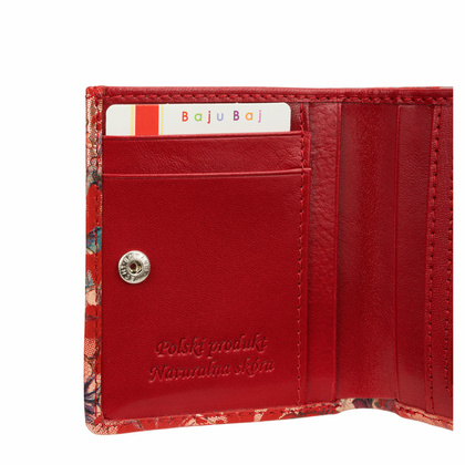 Mały czerwony portfel damski BajuBaj z kolorowej skóry naturalnej PD1031s132
