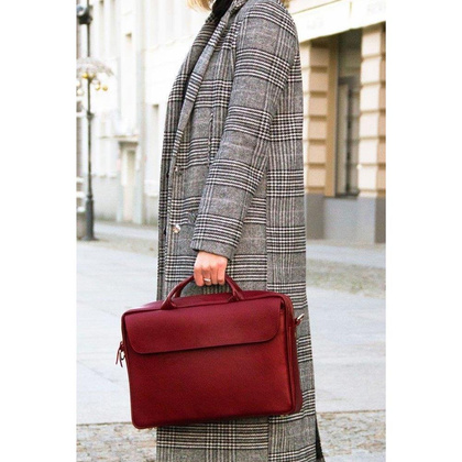 Skórzana torba na laptop 15.4 KEMER SOLIER FL14 Bordowa - min. zamówienie 20 / 50 / 100 szt.