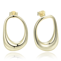 MINET Nowoczesne pozłacane szczotkowane srebrne kolczyki