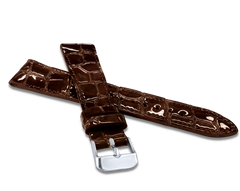 LAVVU Ciemnobrązowy szyty pasek lakierowany CROCO OCALA z luksusowej skóry Top Grain - 18