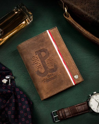 Skorzany portfel meski z motywem patriotycznym