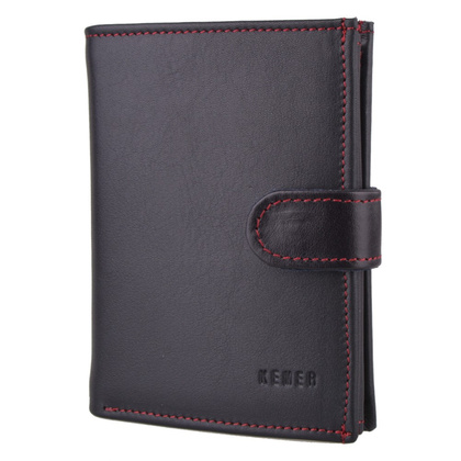 Portfel męski skórzany KEMER P4J LK Czarny / Czerwony - min. zamówienie 20 / 50 / 100 szt.